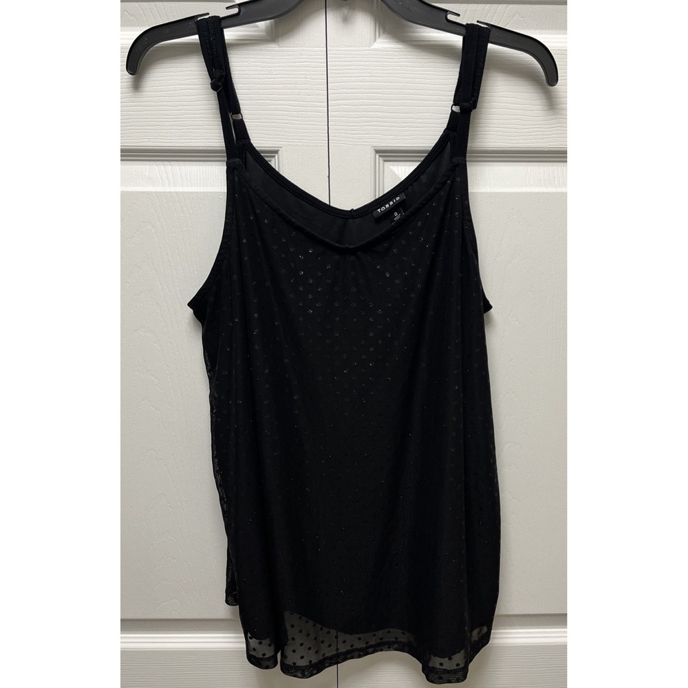 Torrid Women's 0 Black Sparkle Polka-Dot Adjustable Strap Cami - Picture 9 of 10